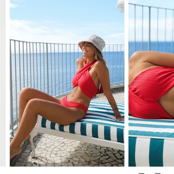 Beach Riot Jessica Top Merry Red cable size Large - Picture 3 of 8